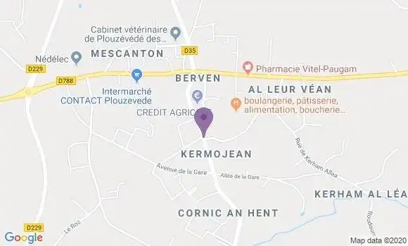 Localisation Crédit Agricole Agence de Plouzévédé Professionnels