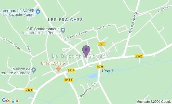 Localisation Crédit Agricole Agence de La Bazoche Gouet