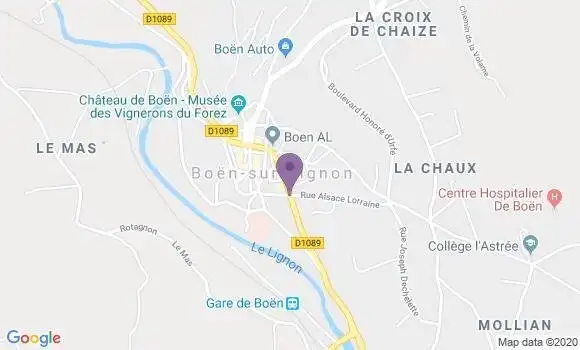 Localisation Crédit Agricole Agence de Boën sur Lignon