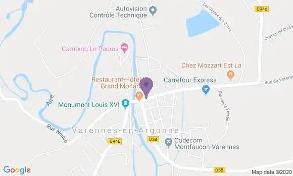 Localisation Crédit Agricole Agence de Varennes en Argonne