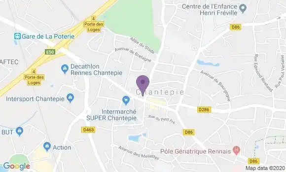 Localisation Crédit Agricole Agence de Chantepie
