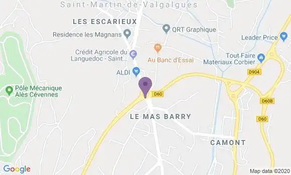 Localisation Crédit Agricole Agence de Saint Martin de Valgalgues