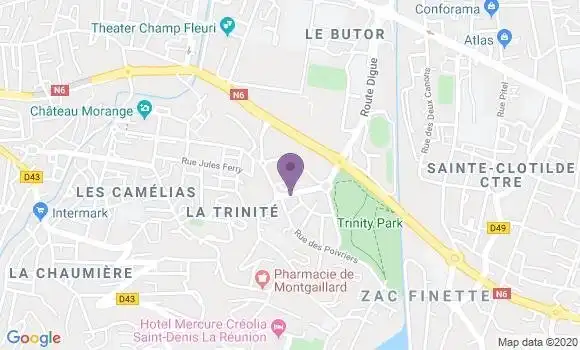 Localisation Crédit Agricole Agence de Saint Denis Trinité