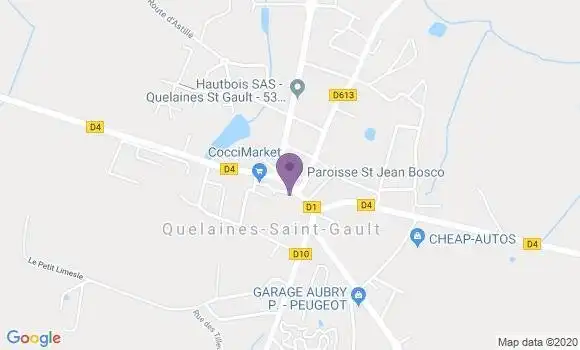Localisation Crédit Agricole Agence de Quelaines Saint Gault