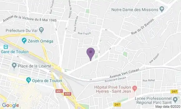 Localisation Crédit Agricole Agence de Toulon la Loubière