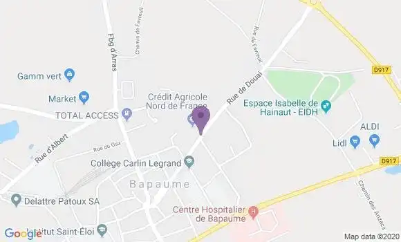 Localisation Crédit Agricole Agence de Bapaume