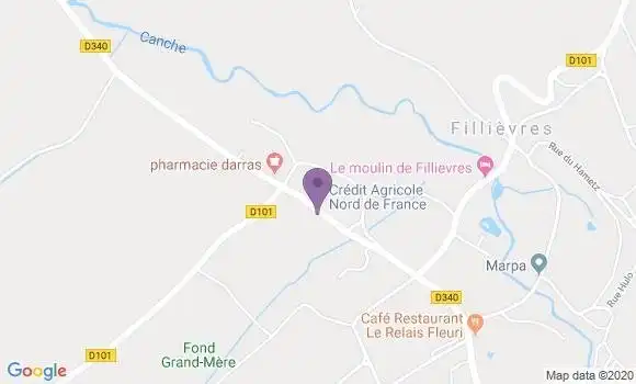 Localisation Crédit Agricole Agence de Fillièvres