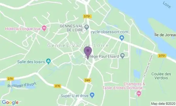 Localisation Crédit Agricole Agence de Gennes
