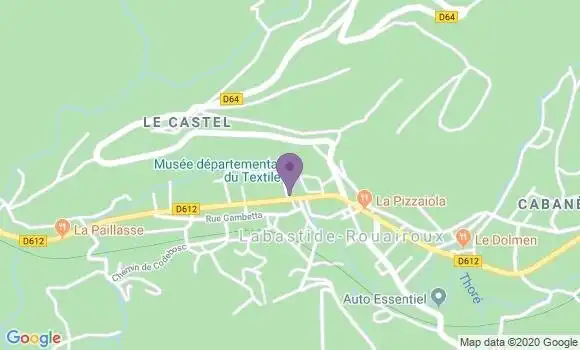 Localisation Crédit Agricole Agence de Labastide Rouairoux