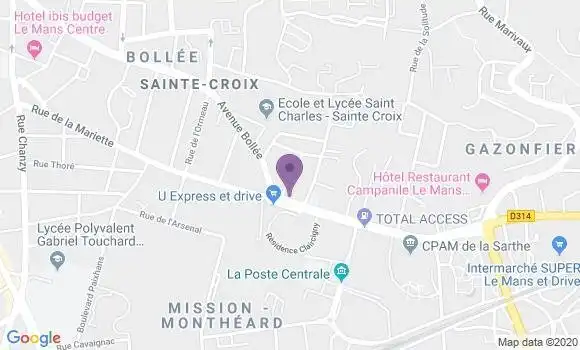 Localisation Crédit Agricole Agence de Le Mans Bollée