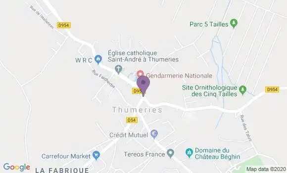 Localisation Crédit Agricole Agence de Thumeries