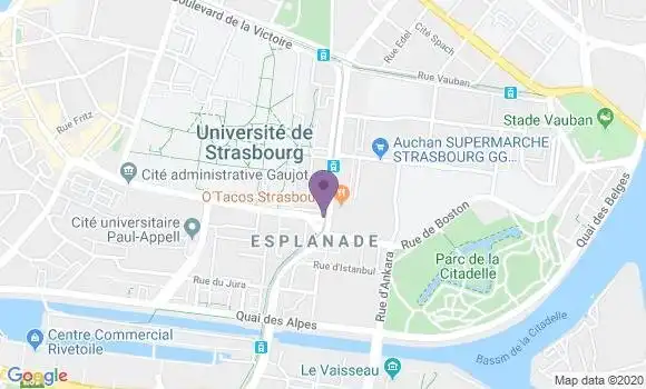 Localisation Crédit Agricole Agence de Strasbourg Esplanade