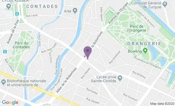 Localisation Crédit Agricole Agence de Strasbourg Orangerie