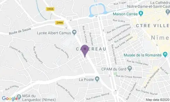 Localisation Crédit Agricole Agence de Nîmes Cadereau