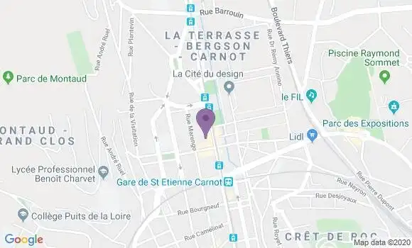 Localisation Crédit Agricole Agence de Saint Etienne Carnot