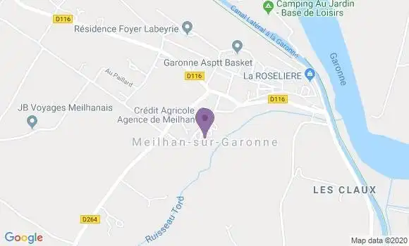 Localisation Crédit Agricole Agence de Meilhan sur Garonne
