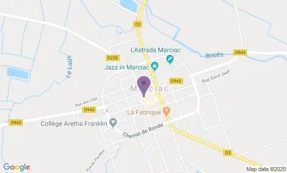 Localisation Crédit Agricole Agence de Marciac