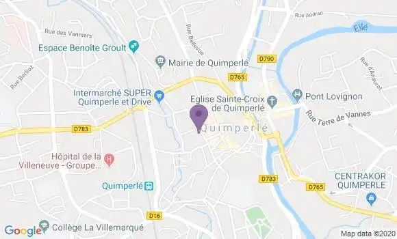 Localisation Crédit Agricole Agence de Quimperlé Haute Ville