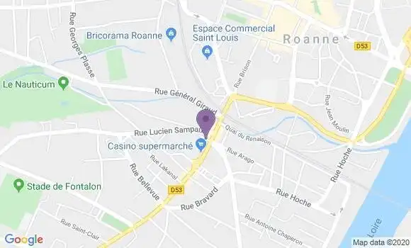 Localisation Crédit Agricole Agence de Roanne Clermont