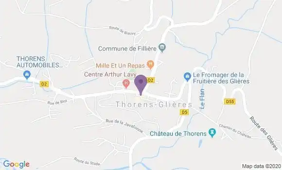 Localisation Crédit Agricole Agence de Thorens Glières