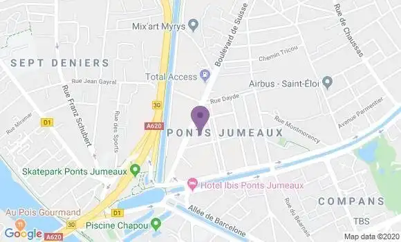 Localisation Crédit Agricole Agence de Toulouse Ponts Jumeaux
