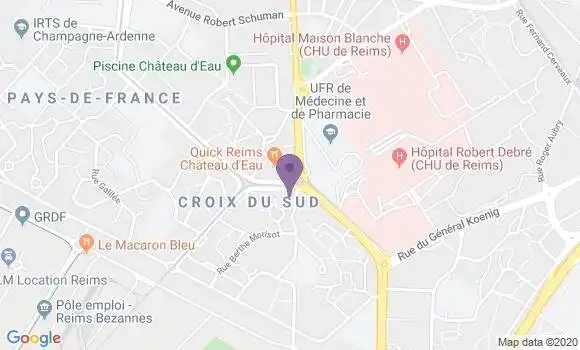 Localisation Crédit Agricole Agence de Reims Sud