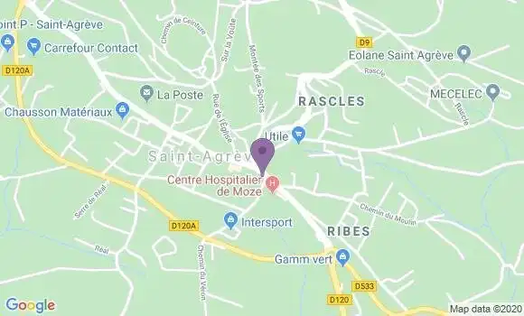 Localisation Crédit Agricole Agence de Saint Agrève