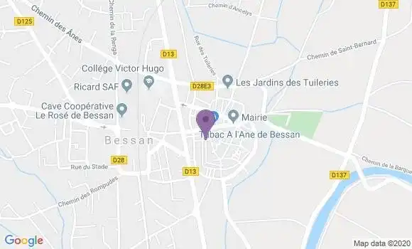 Localisation Crédit Agricole Agence de Bessan