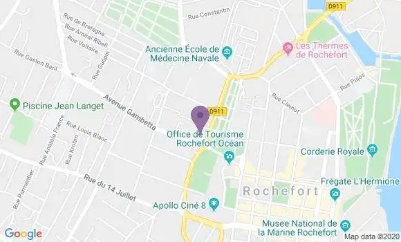 Localisation Crédit Agricole Agence de Rochefort Gambetta