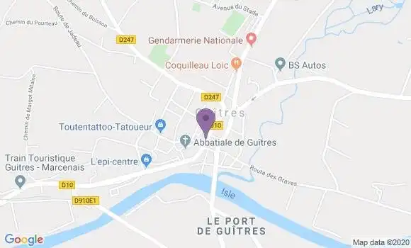 Localisation Crédit Agricole Agence de Guîtres