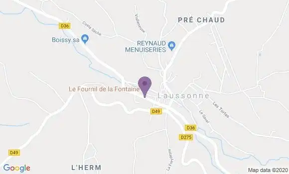 Localisation Crédit Agricole Agence de Laussonne