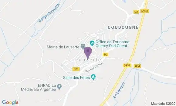Localisation Crédit Agricole Agence de Lauzerte