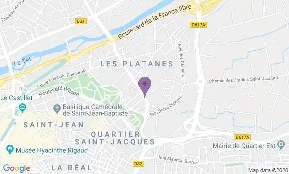 Localisation Crédit Agricole Agence de Perpignan Ruscino