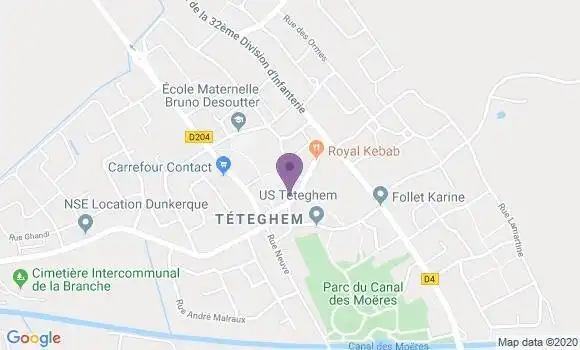 Localisation Crédit Agricole Agence de Téteghem