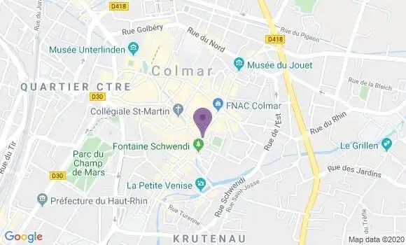 Localisation Crédit Agricole Agence de Colmar Centre