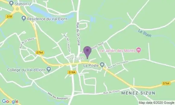 Localisation Crédit Agricole Agence de Sizun