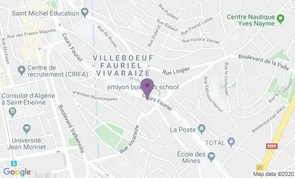 Localisation LCL Agence de Saint Etienne Fauriel
