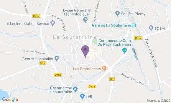 Localisation Crédit Agricole Agence de La Souterraine