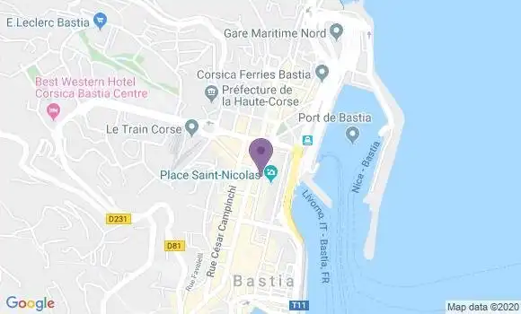 Localisation Crédit Agricole Agence de Bastia Saint Nicolas