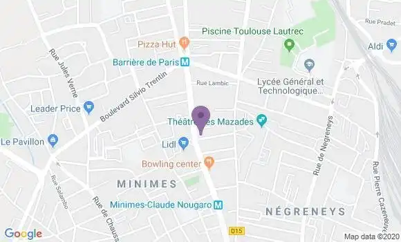 Localisation Crédit Agricole Agence de Toulouse Minimes