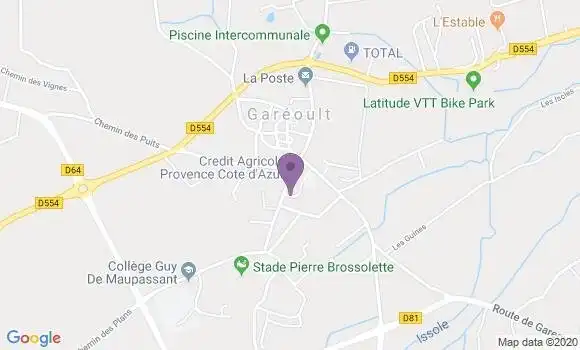 Localisation Crédit Agricole Agence de Garéoult