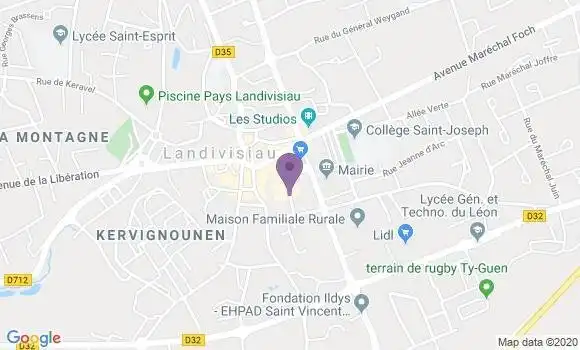 Localisation Crédit Agricole Agence de Landivisiau Professionnels