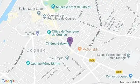 Localisation Crédit Agricole Agence de Cognac Centre
