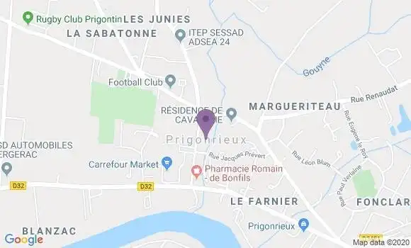 Localisation Crédit Agricole Agence de Prigonrieux