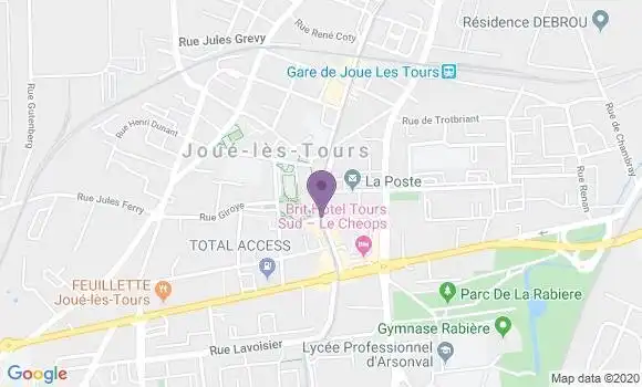 Localisation Crédit Agricole Agence de Joué lès Tours Gamard