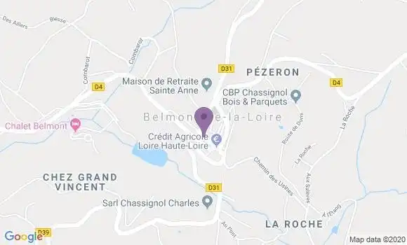Localisation Crédit Agricole Agence de Belmont de la Loire