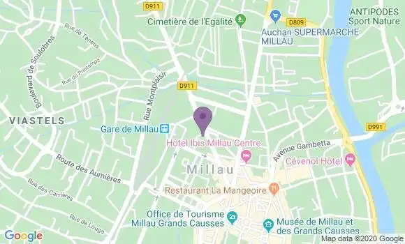 Localisation Crédit Agricole Agence de Millau
