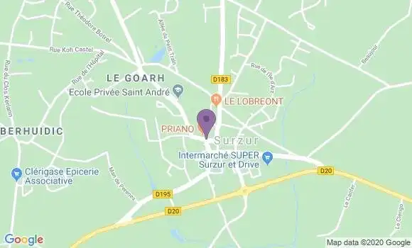 Localisation Crédit Agricole Agence de Surzur