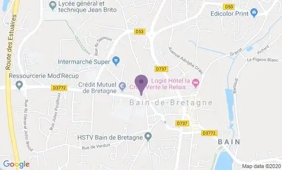 Localisation Crédit Agricole Agence de Bain de Bretagne