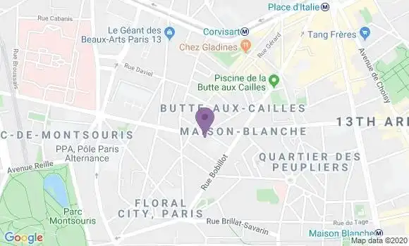 Localisation Crédit Agricole Agence de Paris Tolbiac
